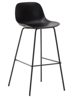 BALU beige oder schwarzer Hocker aus Polypropylen und Metall, Sitzhöhe 75 cm für Zuhause oder Bar Chalet Eisdiele im Freien