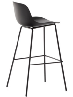 BALU beige oder schwarzer Hocker aus Polypropylen und Metall, Sitzhöhe 75 cm für Zuhause oder Bar Chalet Eisdiele im Freien