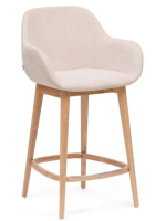 BRIBIE Taburete en tejido efecto chenilla beige y patas de fresno natural diseño hogar
