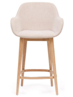 BRIBIE Taburete en tejido efecto chenilla beige y patas de fresno natural diseño hogar