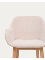 BRIBIE Taburete en tejido efecto chenilla beige y patas de fresno natural diseño hogar