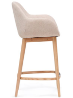 BRIBIE Taburete en tejido efecto chenilla beige y patas de fresno natural diseño hogar
