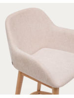 BRIBIE sgabello in tessuto effetto ciniglia beige e gambe in frassino naturale design casa