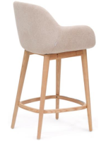 BRIBIE sgabello in tessuto effetto ciniglia beige e gambe in frassino naturale design casa