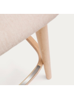 BRIBIE sgabello in tessuto effetto ciniglia beige e gambe in frassino naturale design casa