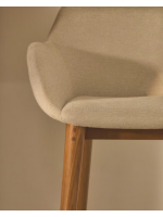 RUSSEL stool in beige chenille effect fabric and in dark finish ash legs home design