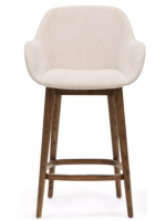RUSSEL sgabello in tessuto effetto ciniglia beige e gambe in frassino finitura scura design casa