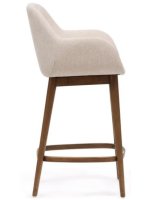 RUSSEL stool in beige chenille effect fabric and in dark finish ash legs home design