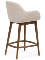 RUSSEL Hocker aus beigem Stoff mit Chenille Effekt und Beinen in dunkler Eschee Home Design