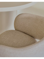 ACRON Stuhl mit Armlehnen aus beigen Chenille und beigen Metallbeinen Designer Sessel