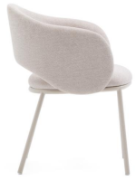 ACRON Silla con reposabrazos de chenilla beige y patas de metal beige Sillón de diseño