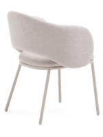 ACRON chaise avec accoudoirs en chenille beige et pieds en métal beige fauteuil design