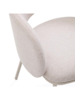 ACRON Stuhl mit Armlehnen aus beigen Chenille und beigen Metallbeinen Designer Sessel