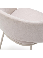 ACRON Silla con reposabrazos de chenilla beige y patas de metal beige Sillón de diseño