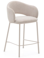 ACRON sgabello seduta h 65 cm in ciniglia beige e gambe in metallo beige di design