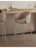 ACRON stool seat height 65 cm beige chenille and beige metal legs