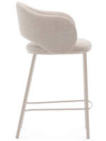 ACRON Hocker Sitzhöhe 65 cm aus beigen Chenille und beigen Metallbeinen Designer