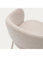 ACRON stool seat height 65 cm beige chenille and beige metal legs