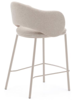 ACRON sgabello seduta h 65 cm in ciniglia beige e gambe in metallo beige di design