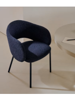 CURTIS chaise avec accoudoirs choix de couleurs en chenille épaisse et pieds en métal