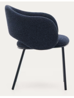 CURTIS chair with armrests color choice in thick chenille and metal legs