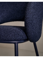 CURTIS chair with armrests color choice in thick chenille and metal legs