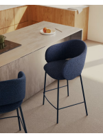 CURTIS Taburete color a elegir asiento h 65 cm en chenilla gruesa y patas de metal