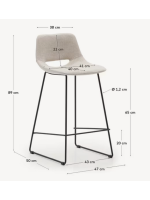 DRUF Hocker mit Sitzhöhe 65 oder 75 cm Stofffarbe zur Auswahl Beine aus schwarzem Metall