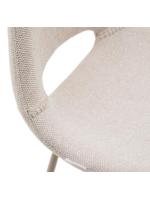 BABEL tabouret h assise 65 ou 75 cm en tissu déperlant et antitache beige et pieds en métal beige