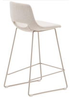 BABEL tabouret h assise 65 ou 75 cm en tissu déperlant et antitache beige et pieds en métal beige