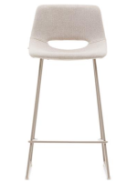 BABEL stool h seat 65 or 75 cm beige in in water repellent and stain resistant fabric and beige metal legs