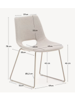 BABEL chaise en tissu beige antitache et pieds en métal beige