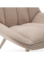 GOLFE Fauteuil en tissu chenille beige et pieds en métal peint mobilier design pour la maison