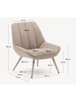 GOLFE Sessel aus beigem Chenille Stoff und lackierten Metallbeinen Wohndesign Möbel