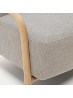 HUNTER armchair in beige stain resistant fabric and structure in solid natural ash wood home design