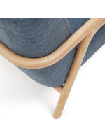 COCO Sillón en tejido antimanchas azul y estructura en madera maciza de fresno natural diseño hogar