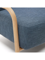 COCO Sessel aus blauem schmutzabweisendem Stoff und Struktur aus massivem Natur Eschenholz Wohndesign