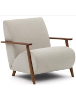 SAMU Sillón de chenilla antimanchas color a elegir y madera de fresno acabado nogal estilo nórdico