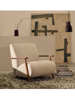 SAMU poltrona in ciniglia antimacchia scelta colore e in legno di frassino finitura noce stile nordico