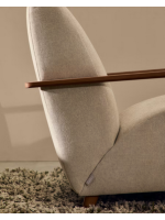SAMU armchair in stain resistant chenille choice of colour and ash wood walnut finish Nordic style
