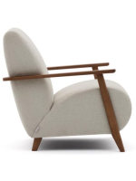 SAMU Sillón de chenilla antimanchas color a elegir y madera de fresno acabado nogal estilo nórdico