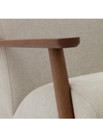 SAMU armchair in stain resistant chenille choice of colour and ash wood walnut finish Nordic style