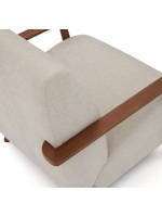SAMU armchair in stain resistant chenille choice of colour and ash wood walnut finish Nordic style