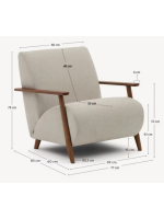 SAMU Sillón de chenilla antimanchas color a elegir y madera de fresno acabado nogal estilo nórdico