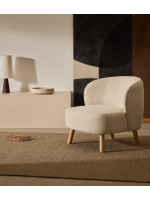 CLEO fauteuil en tissu chenille antitache choix de couleurs et pieds en hêtre massif naturel