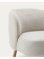 CLEO armchair in stain resistant chenille fabric choice of colour and feet in solid natural beech wood