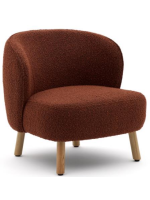 ALBA fauteuil en tissu shearling choix de couleur et pieds en bois de hêtre massif naturel