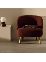 ALBA armchair in shearling fabric choice of color and feet in solid natural beech wood