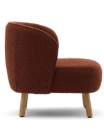 ALBA fauteuil en tissu shearling choix de couleur et pieds en bois de hêtre massif naturel
