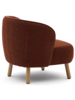 ALBA fauteuil en tissu shearling choix de couleur et pieds en bois de hêtre massif naturel